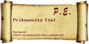 Prikosovits Etel névjegykártya